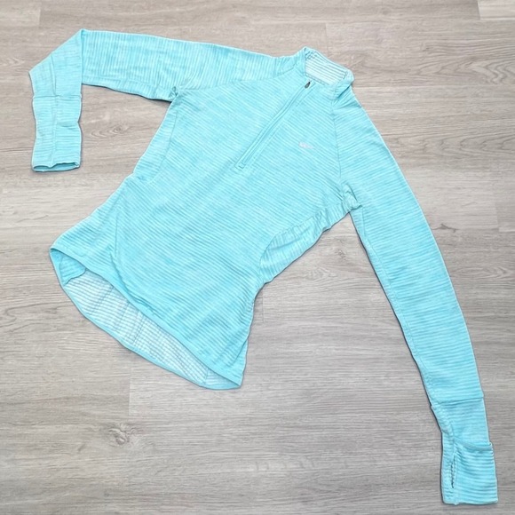 Nike Dri-FIT Womens Running Athletic Half Zip Pullover Top XS Aqua Blue - Picture 1 of 14